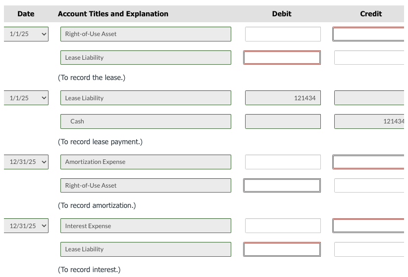 Solved Annual Rental payment: $121,434Present value of | Chegg.com