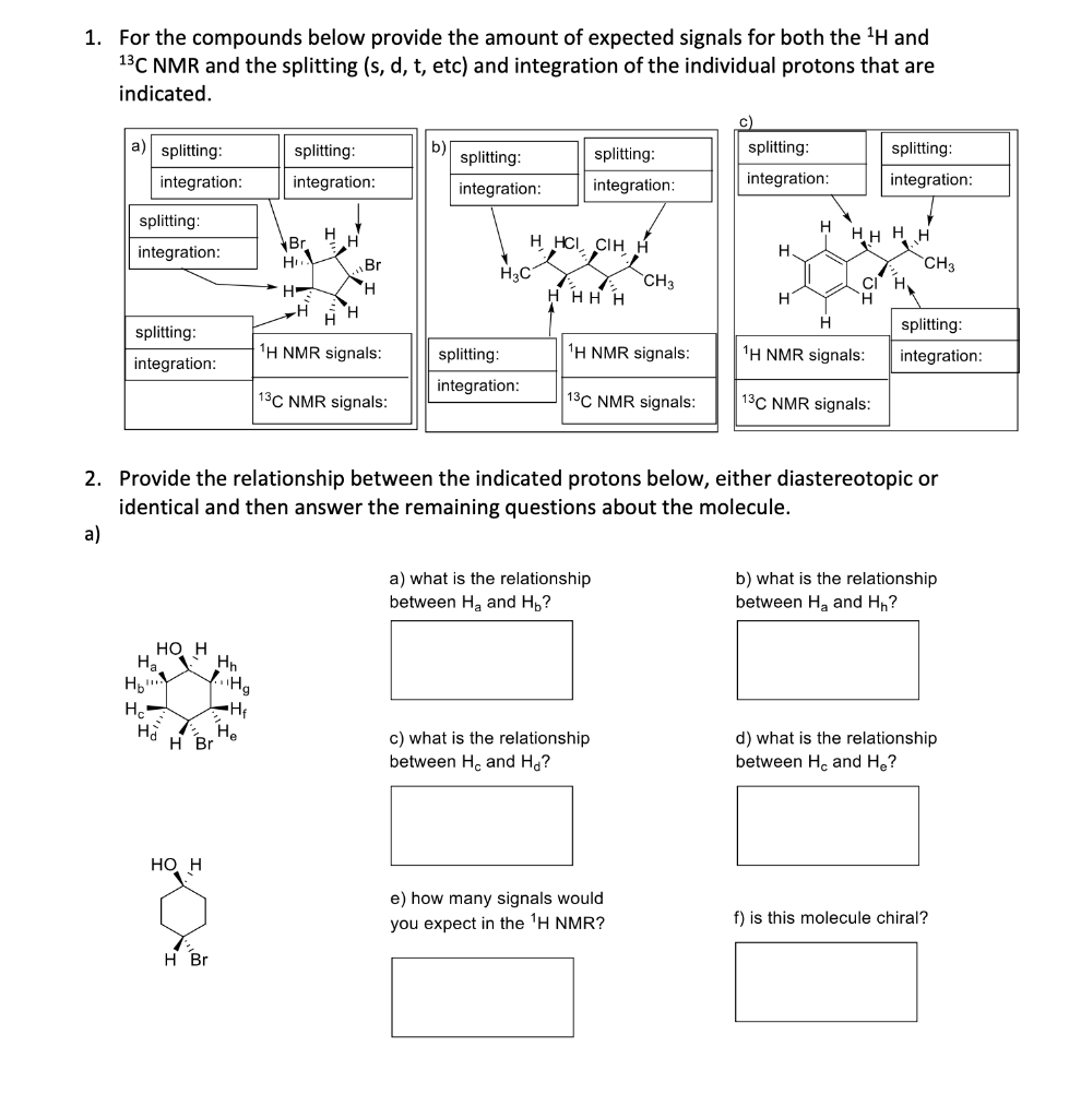 1. For the compounds below provide the amount of | Chegg.com