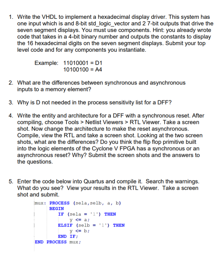 vhdl hexadecimal assignment