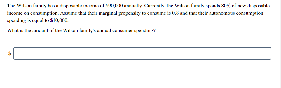 Solved The Wilson family has a disposable income of $90,000 | Chegg.com