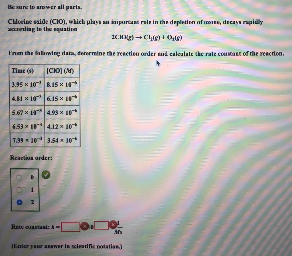 Chlorine oxide (ClO), which plays an important role