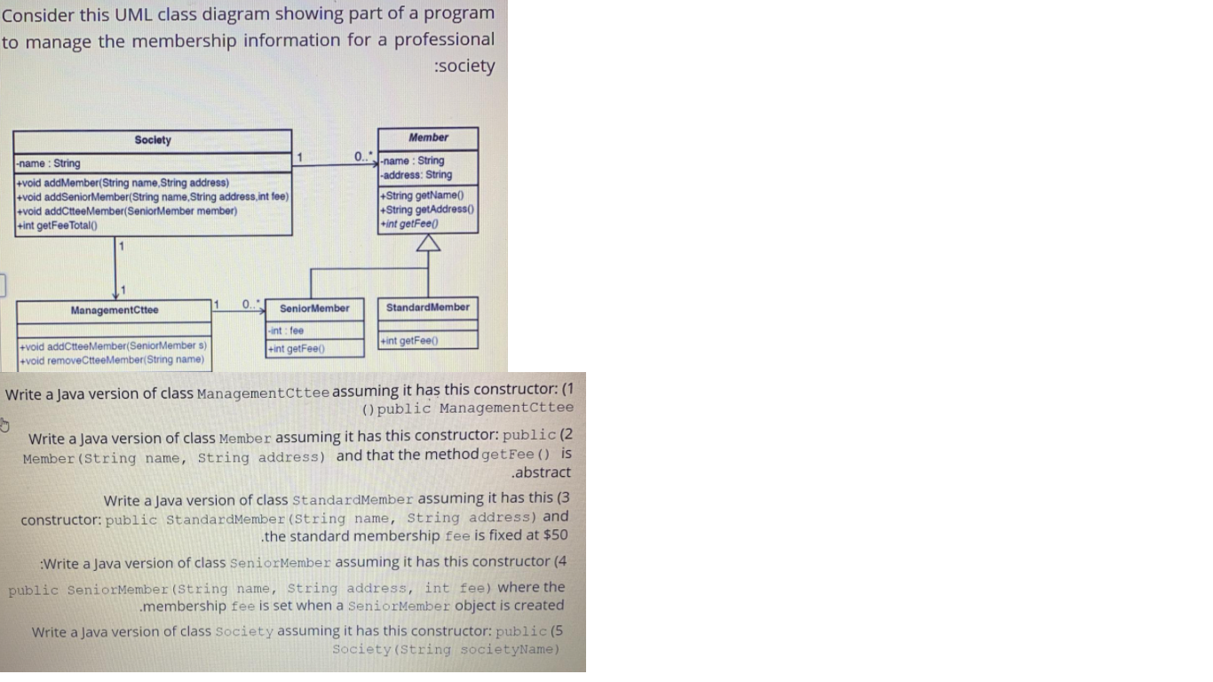 Solved Consider This UML Class Diagram Showing Part Of A | Chegg.com