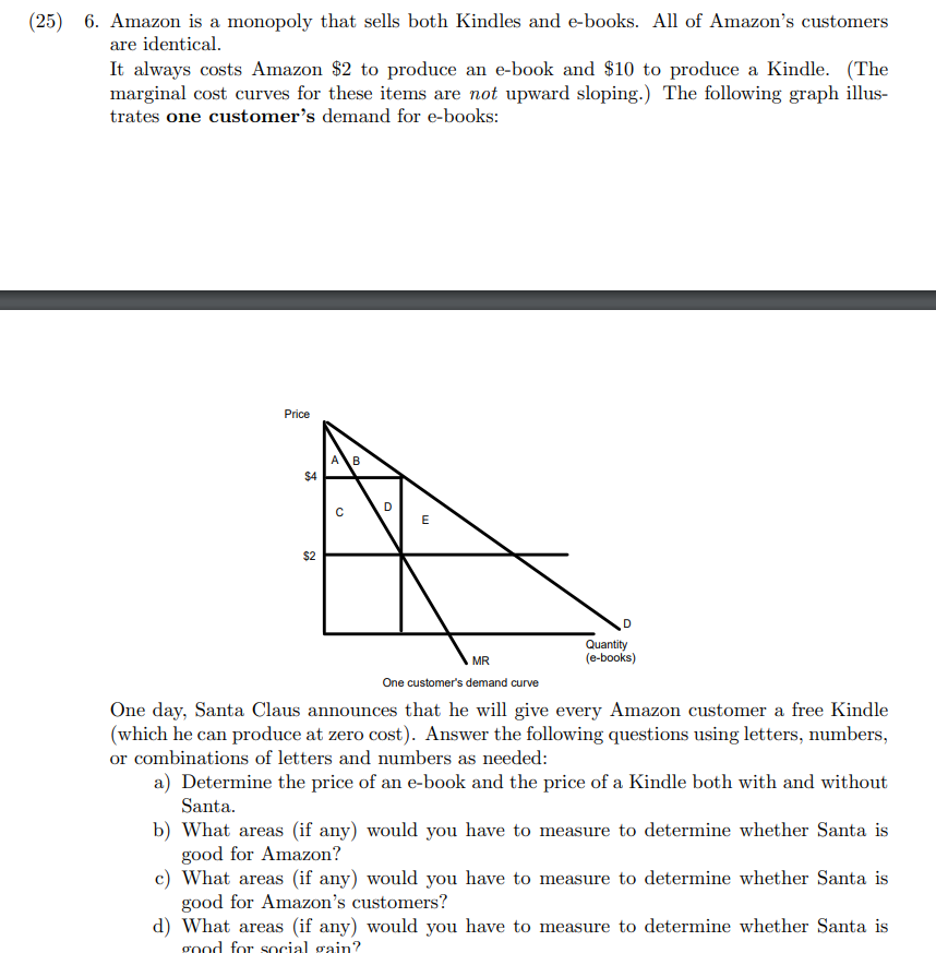(25) 6. Amazon is a monopoly that sells both Kindles | Chegg.com