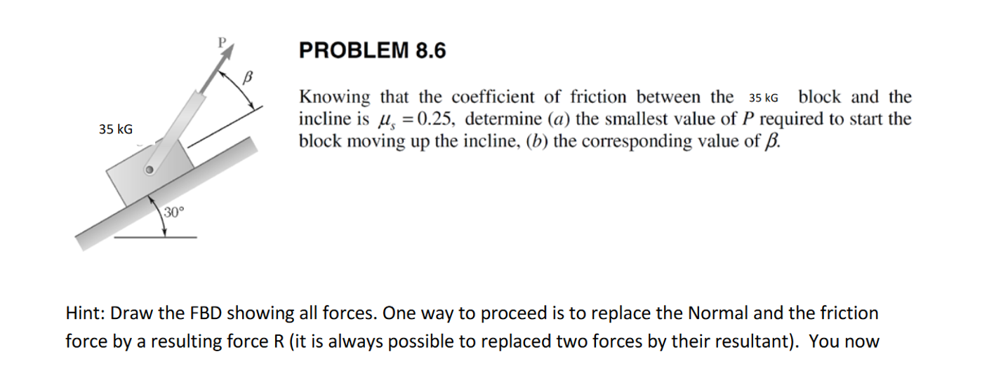 Solved PROBLEM 8.6 Knowing that the coefficient of friction | Chegg.com