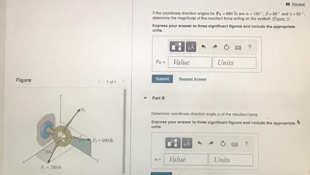 Solved v Part A If the coordinate direction angles for | Chegg.com