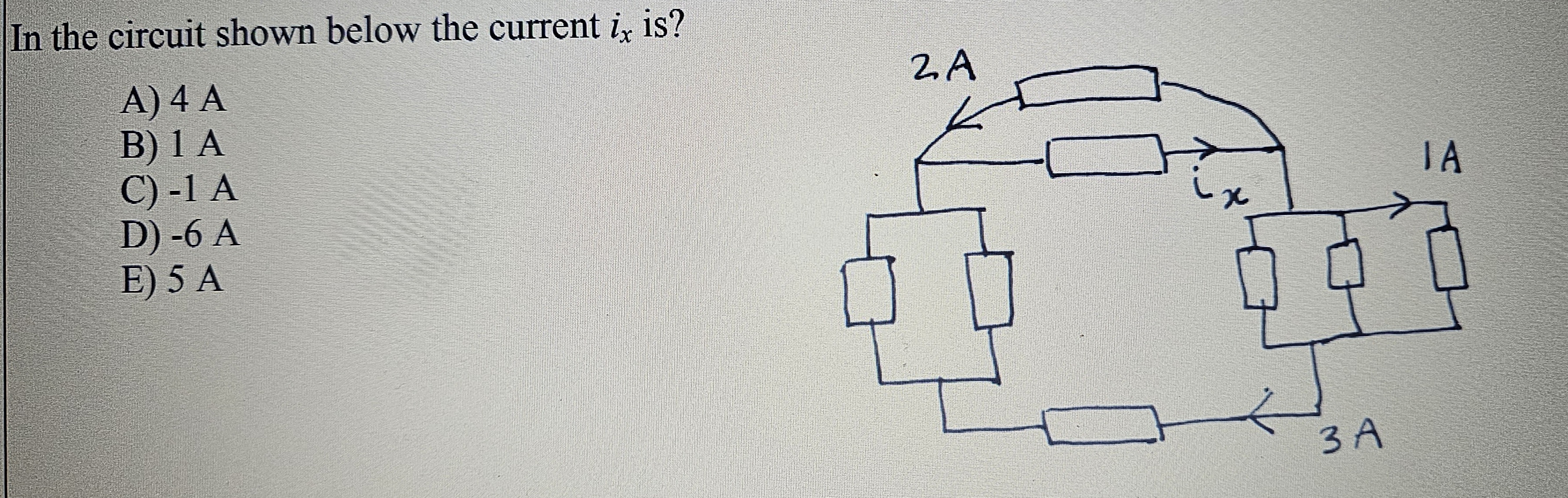 Solved In the circuit shown below the current i_(x) is? A) | Chegg.com