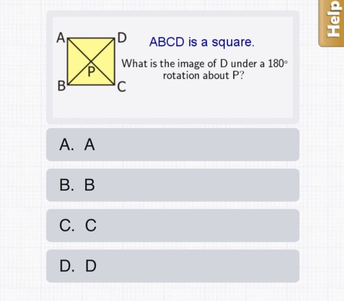 Solved ABCD is a square. What is the image of D under a 180 | Chegg.com