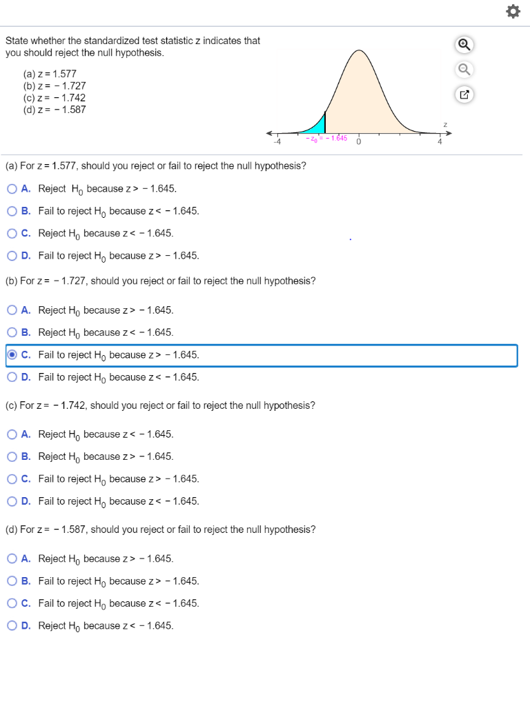 Solved State Whether The Standardized Test Statistic Z In Chegg Com