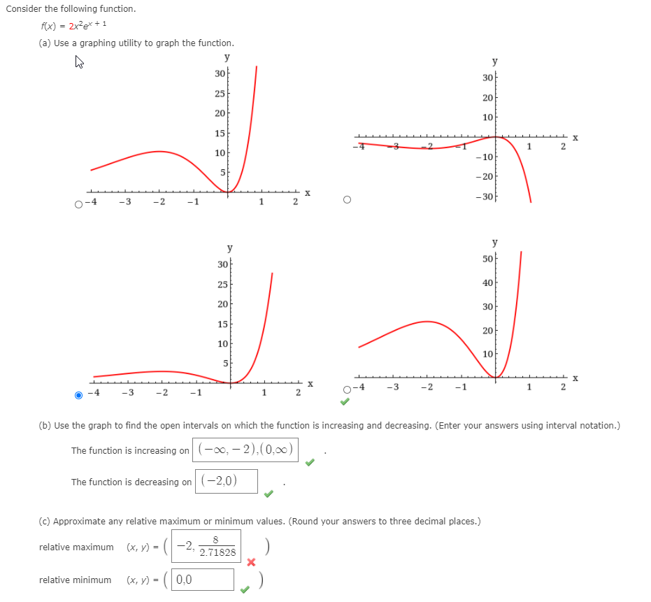 Solved Consider the following function. f(x) = 2x2ex + 1 (a) | Chegg.com