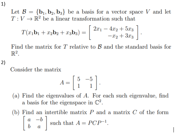 Solved 1) Let B = {bı, B2, B3} Be A Basis For A Vector Space | Chegg.com