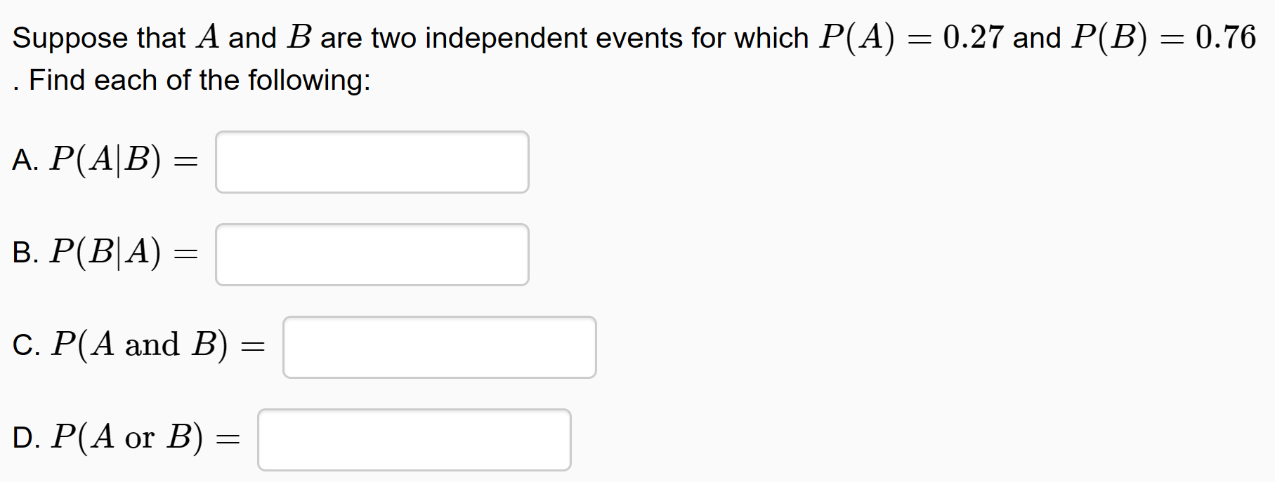 Solved Suppose That A And B Are Two Independent Events For | Chegg.com