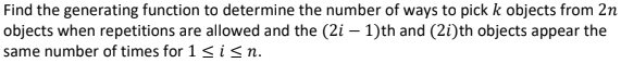 Solved Find The Generating Function To Determine The Number | Chegg.com