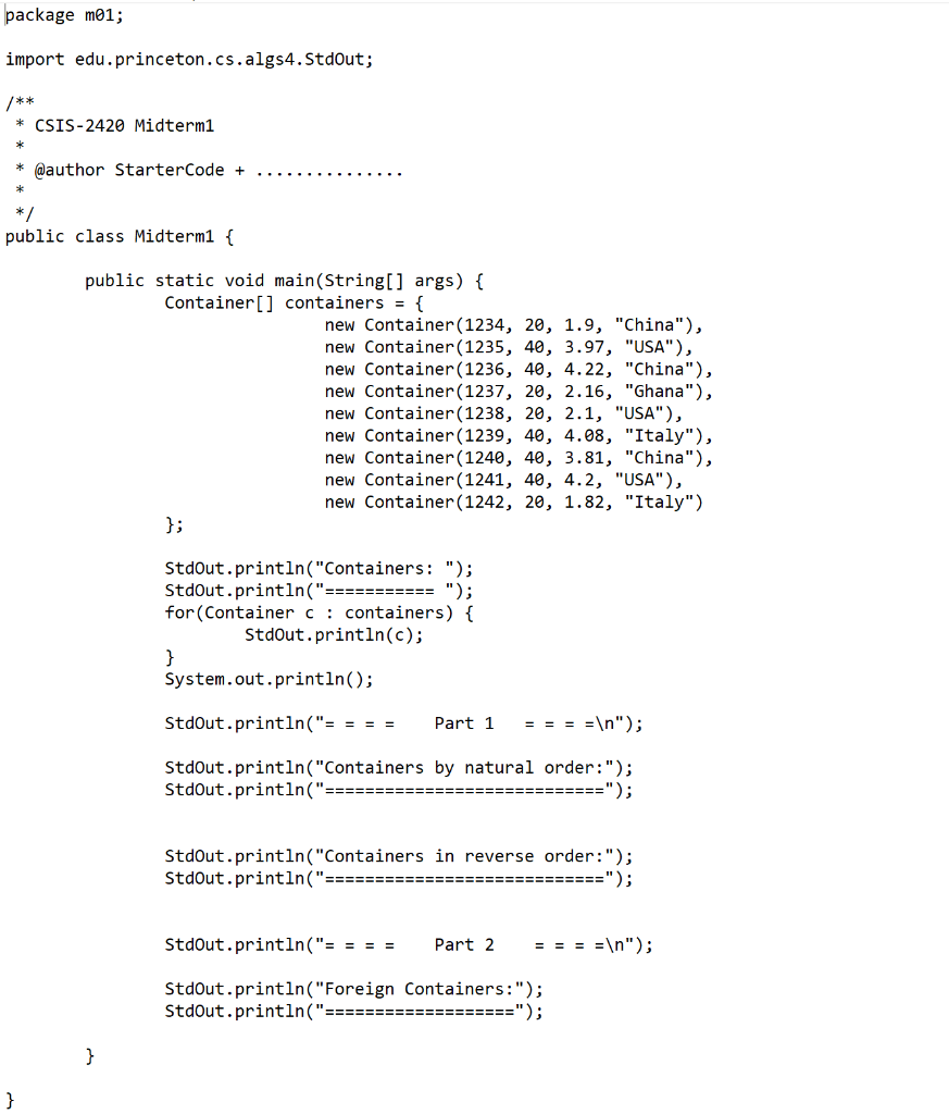 Solved package mol; /** * Represents a freight container | Chegg.com
