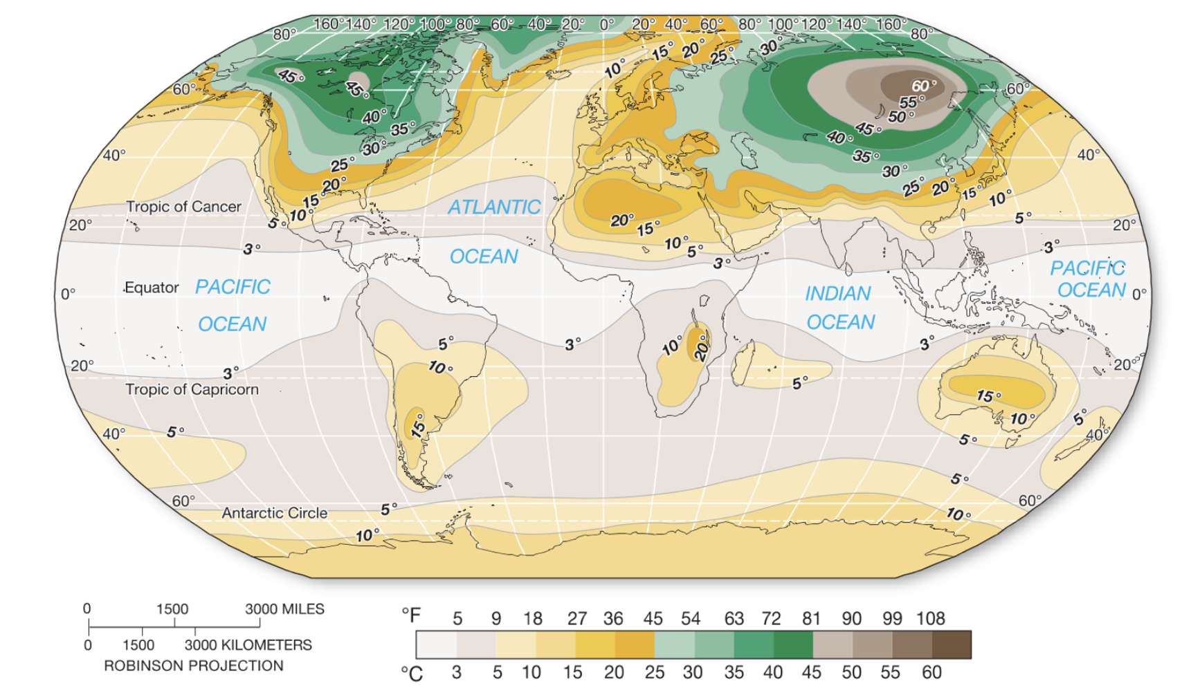 Solved In the map above, the Global Annual Temperature | Chegg.com