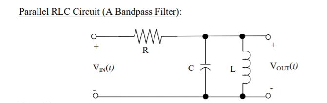 Solved Parallel Rlc Circuit A Bandpass Filter Ctl Voutt