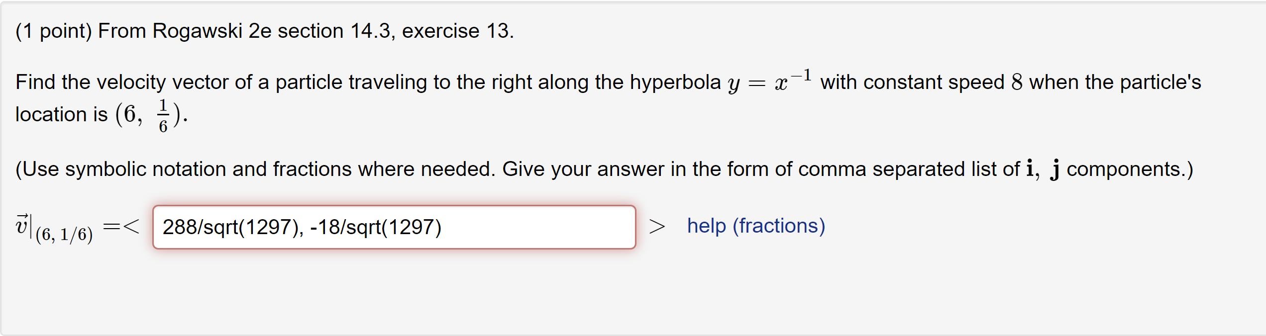 Solved (1 Point) From Rogawski 2e Section 14.3, Exercise 13. 