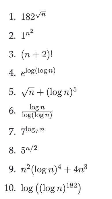Solved Sort the functions by order of growth from slowest to | Chegg.com