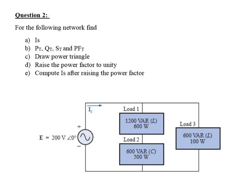 Solved Question 2: For The Following Network Find A) Is B) | Chegg.com