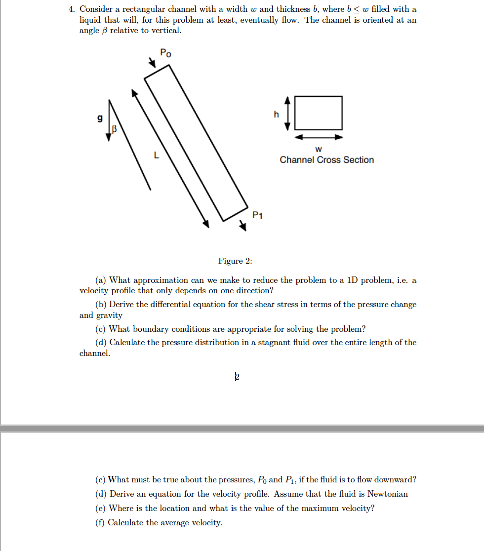 Solved Consider a rectangular channel with a width w and | Chegg.com