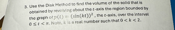 Solved Use the Disk Method to ﻿find the volume of ﻿the solid | Chegg.com