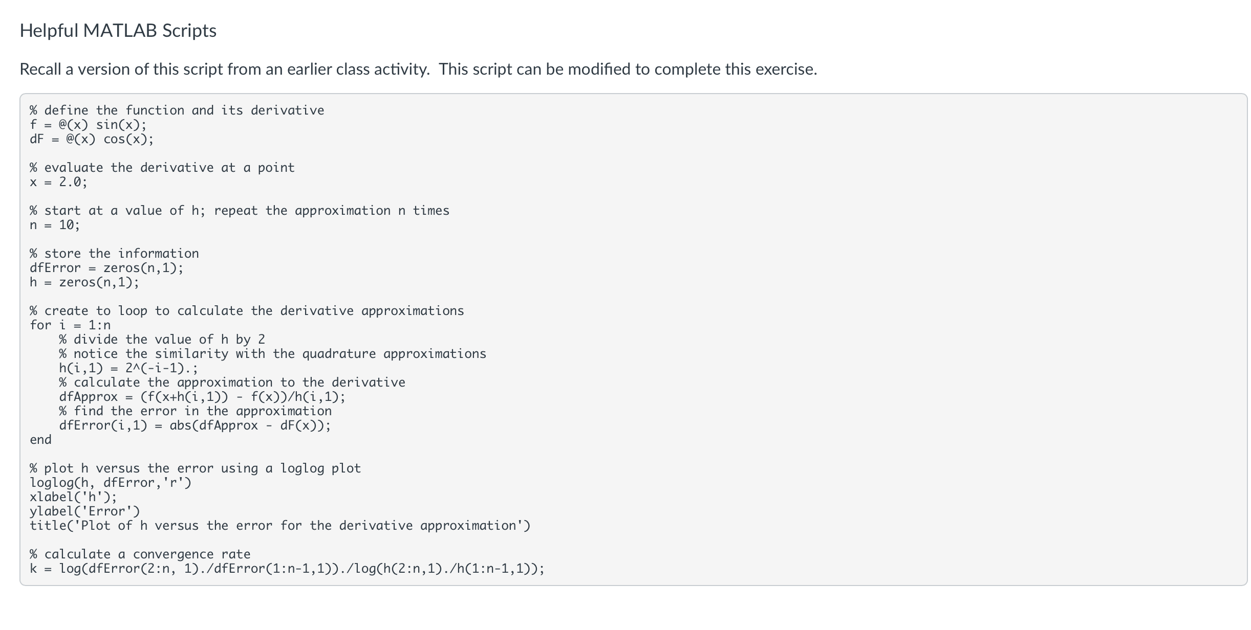 NEED A BASIC MATLAB CODE WITH THE HELP OF ATTACHED | Chegg.com