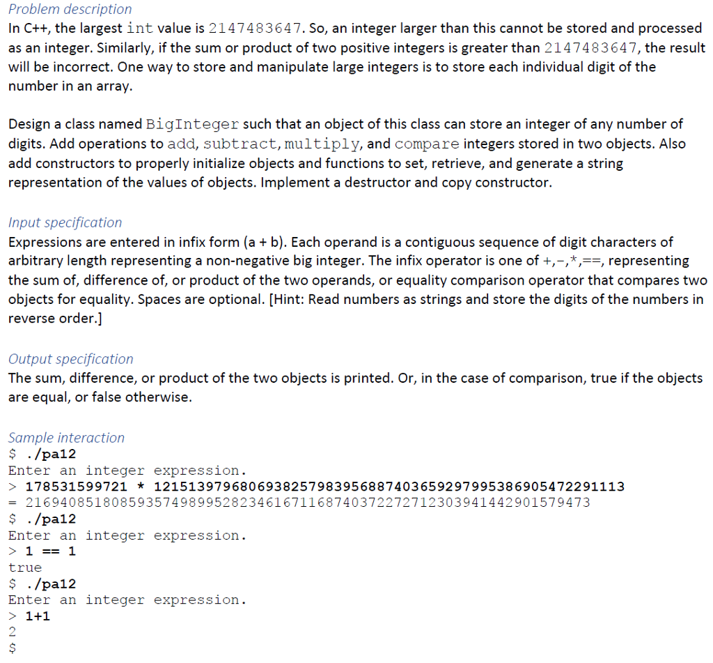 Solved Problem Description In C The Largest Int Value Is Chegg