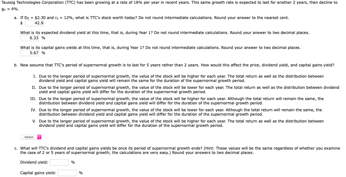 Solved Taussig Technologies Corporation (TTC) has been