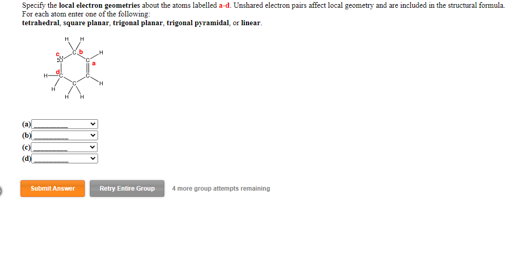Solved Specify The Local Electron Geometries About The Atoms | Chegg.com
