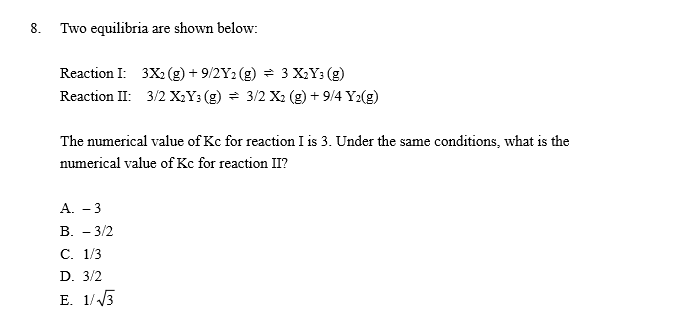 Solved 8 Two Equilibria Are Shown Below Reaction I 3x2 Chegg Com