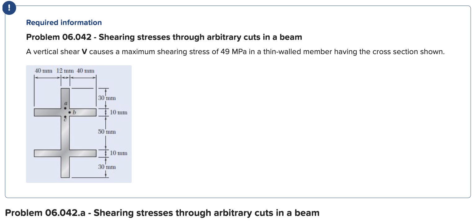 Required Information Problem 06.042 - Shearing | Chegg.com