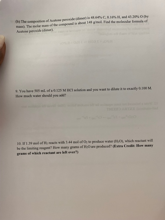 Solved (b) The composition of Acetone peroxide (dimer) is | Chegg.com