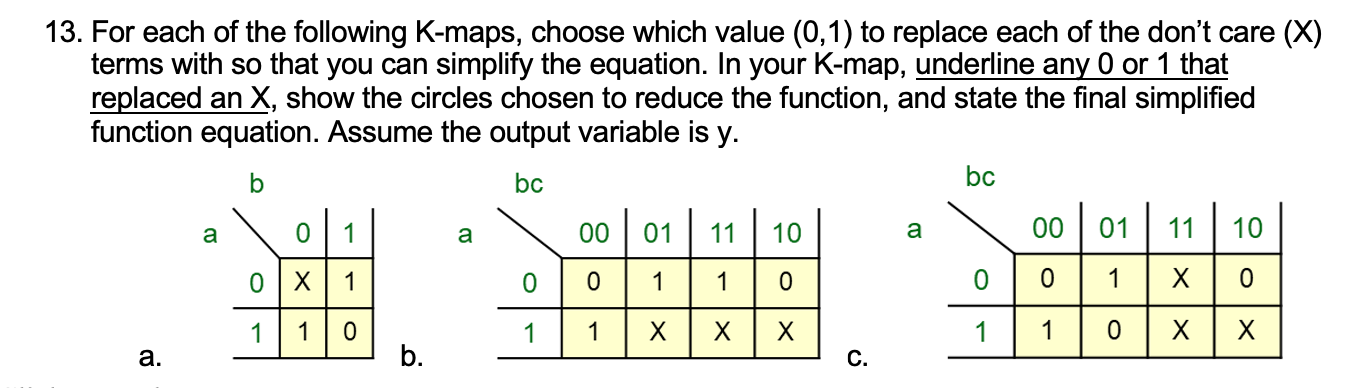 Solved 13. For each of the following K-maps, choose which | Chegg.com