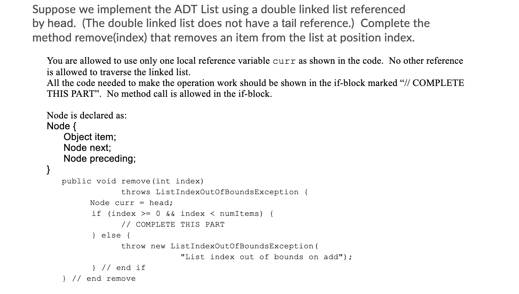 Solved Suppose we implement the ADT List using a double | Chegg.com
