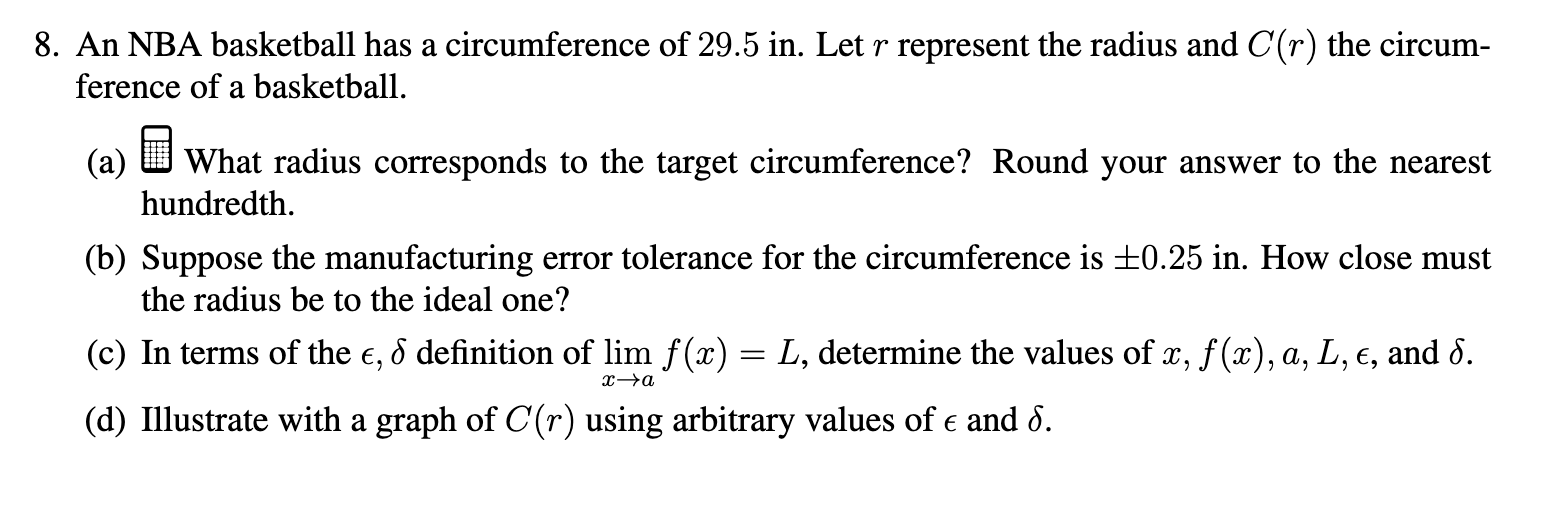 Solved An NBA basketball has a circumference of 29.5 ﻿in.