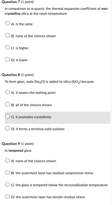 Solved In comparison to α-quartz, the thermal expansion | Chegg.com