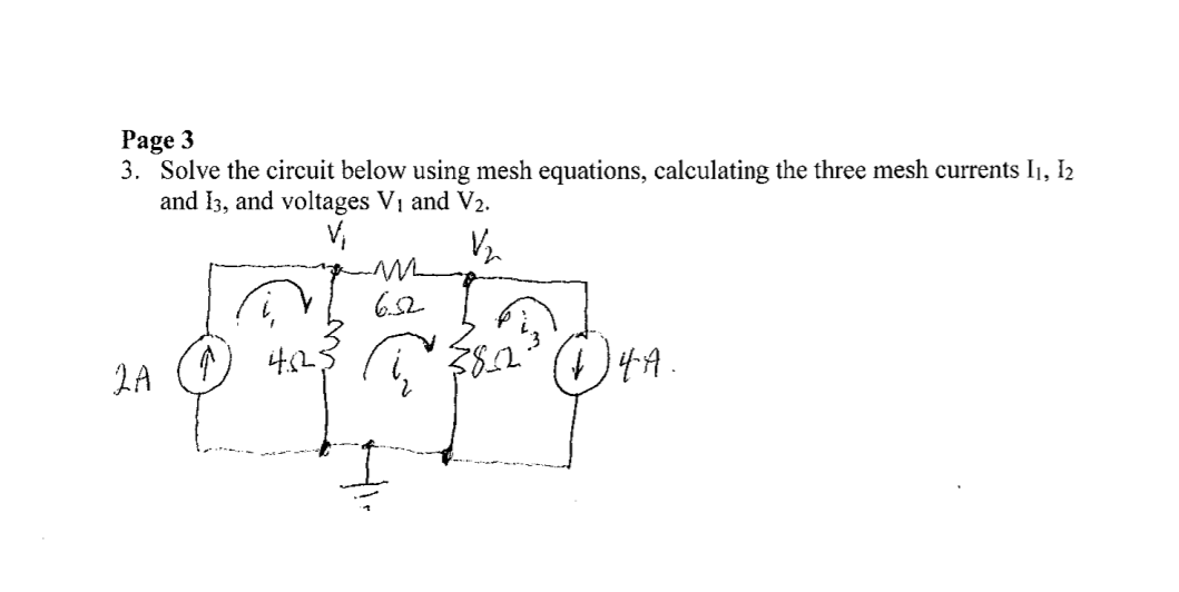 Solved Page 3 3. Solve the circuit below using mesh | Chegg.com
