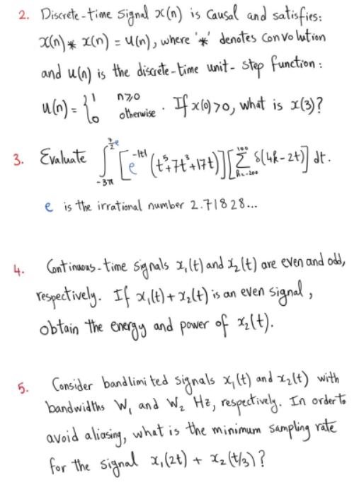 2 Discrete Time Signal 36 N Is Causal And Sati Chegg Com