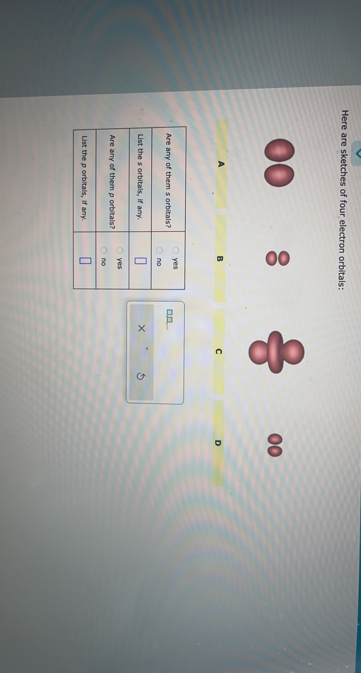 Solved Here are sketches of four electron orbitals