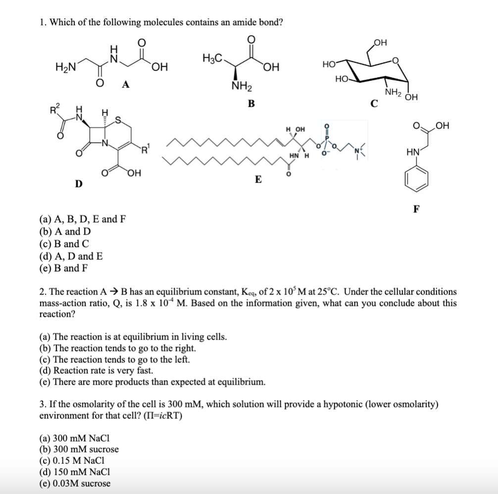Solved (a) A, B, D, E and F (b) A and D (c) B and C (d) A, D | Chegg.com