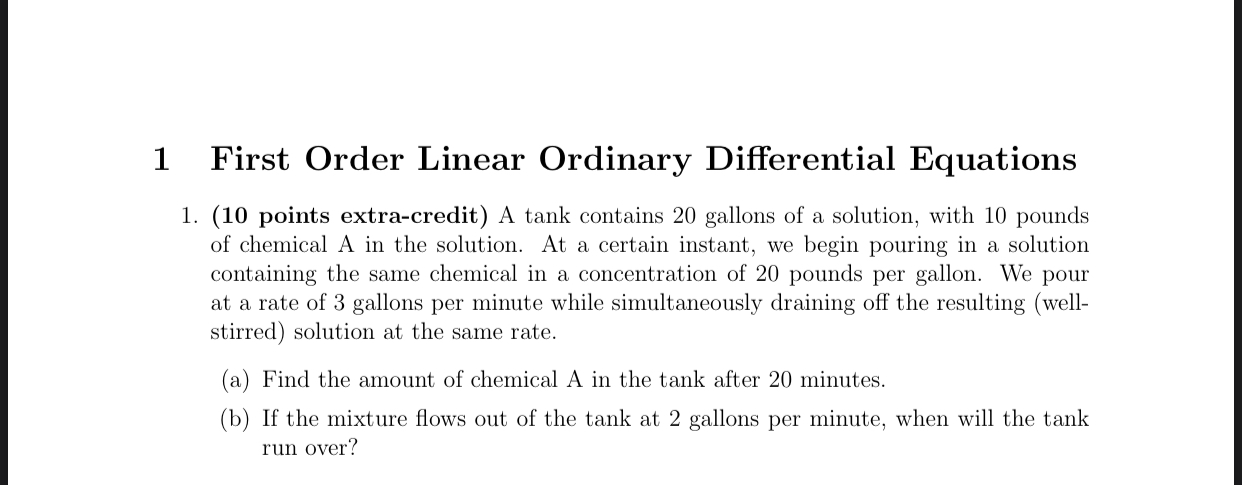 1 First Order Linear Ordinary Differential Equations | Chegg.com