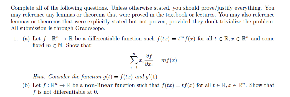 Solved Complete all of the following questions. Unless | Chegg.com