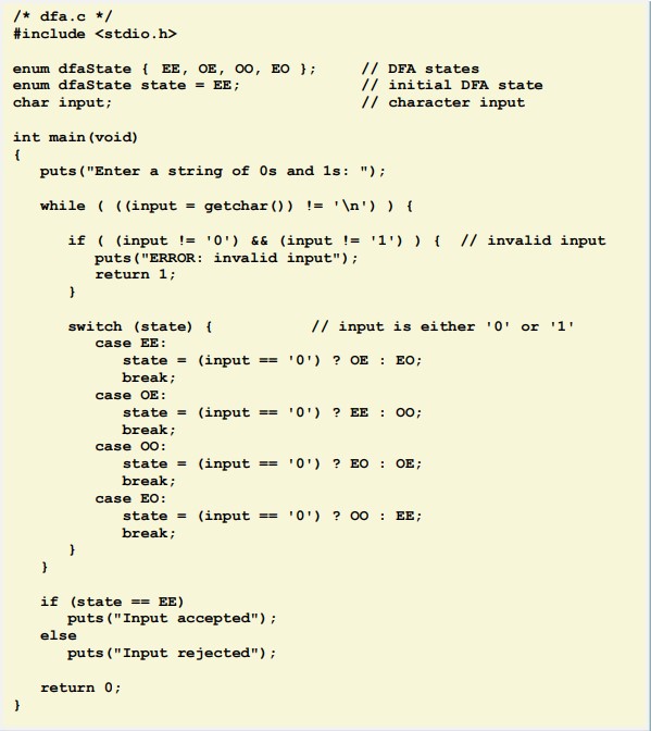 Solved The C program on the next page is an implementation | Chegg.com