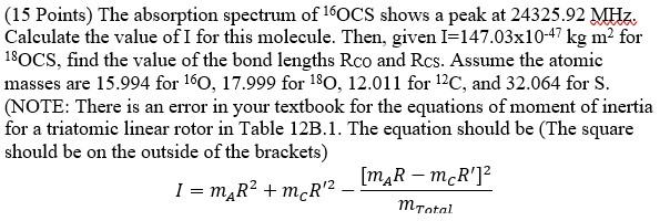 Solved (15 Points) The absorption spectrum of 160CS shows a | Chegg.com