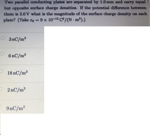Solved Two parallel conducting plates are separated by 1.0 | Chegg.com
