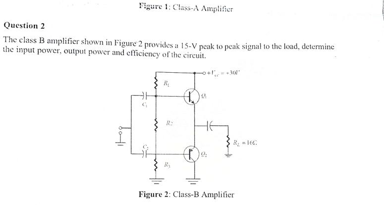 Solved Figure 1: Class-A Amplifier Question 2 The Class B | Chegg.com