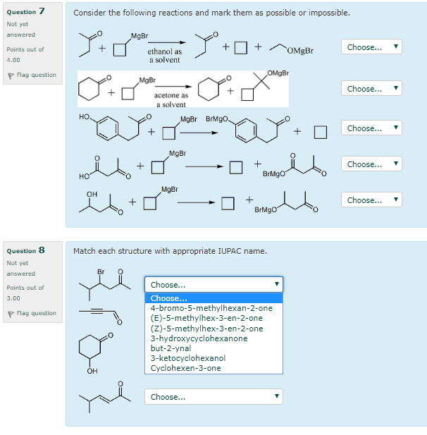 Solved Question7 Consider the following reactions and mark | Chegg.com