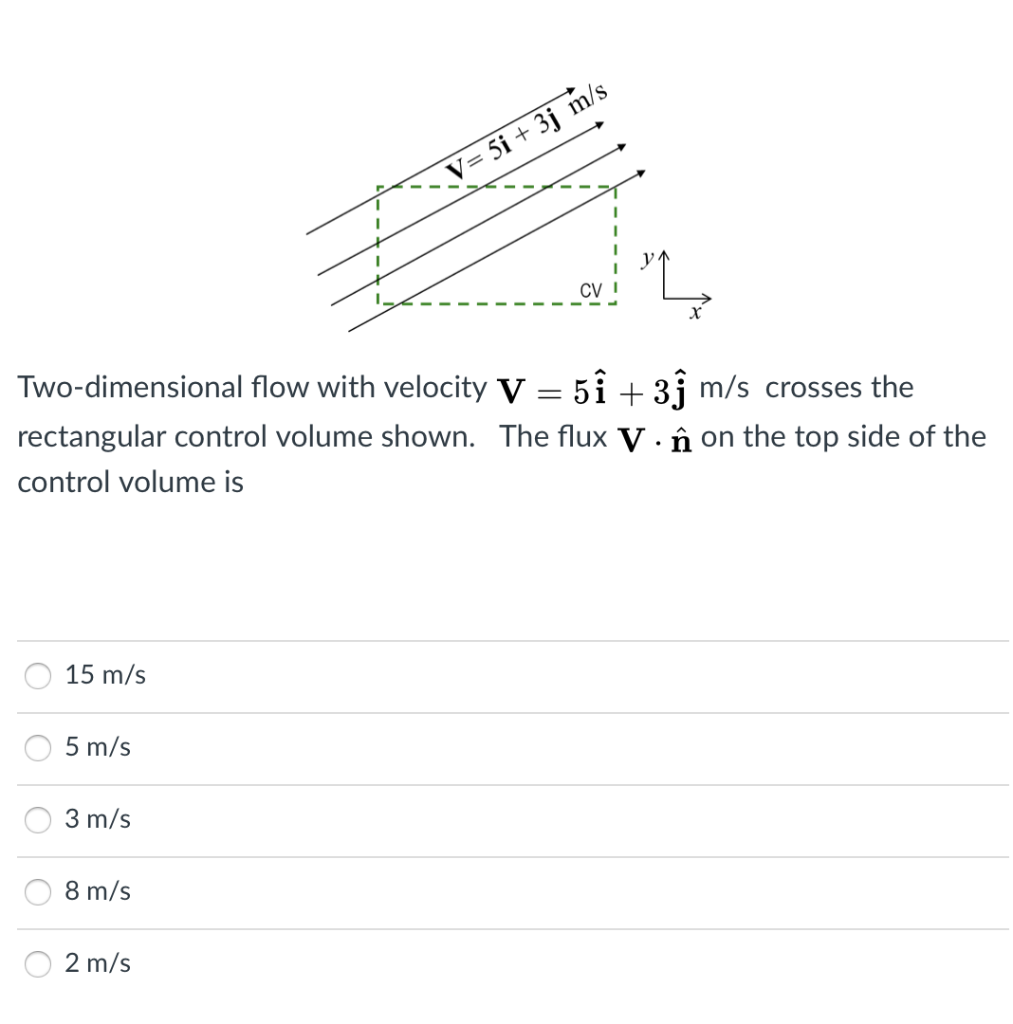 Solved V 5i 3j M S L Cv X Two Dimensional Flow With Chegg Com