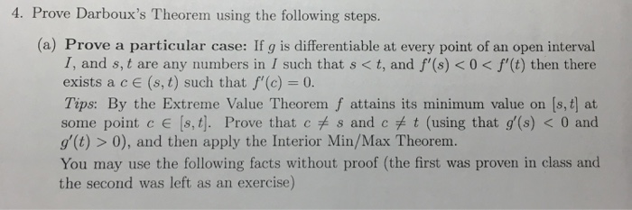 Solved 4 Prove Darboux S Theorem Using The Following Steps