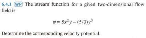 Solved 6 4 1 Wp The Stream Function For A Given