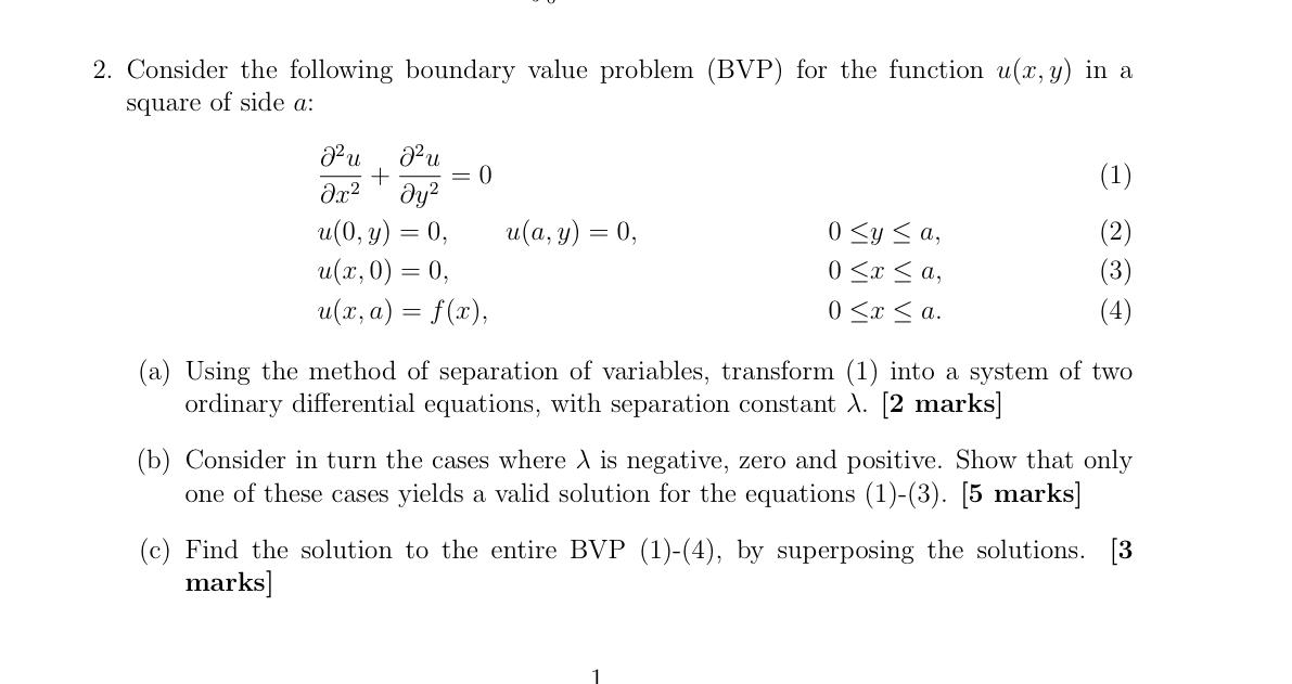 Solved 2. Consider The Following Boundary Value Problem | Chegg.com